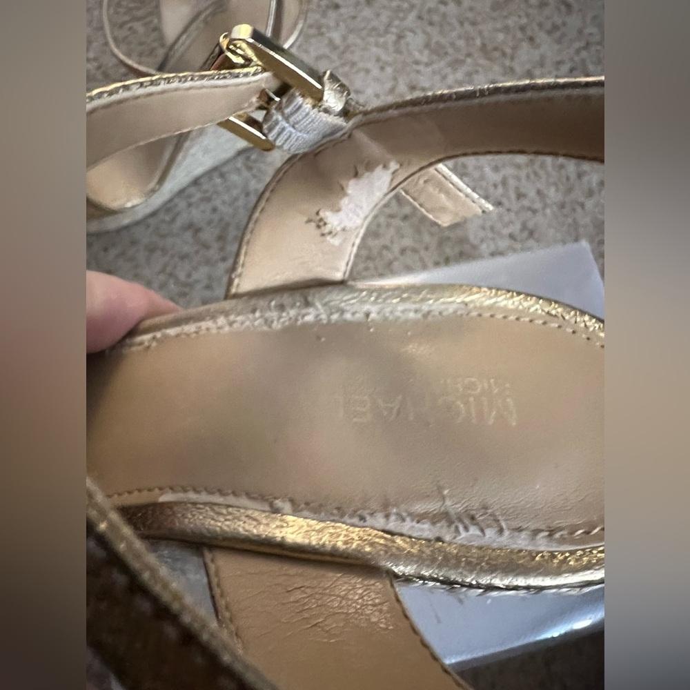 Michael Kors Jill Gold Espadrille Wedge Sandals - Picture 12 of 12